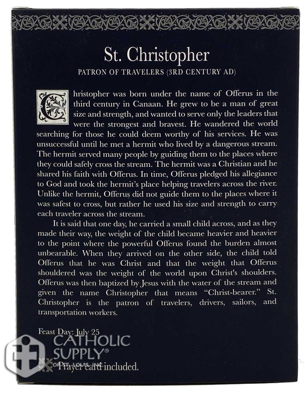 Christopher Prayer Card Pack of 12 St 